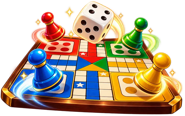 Colourful Ludo board and pieces