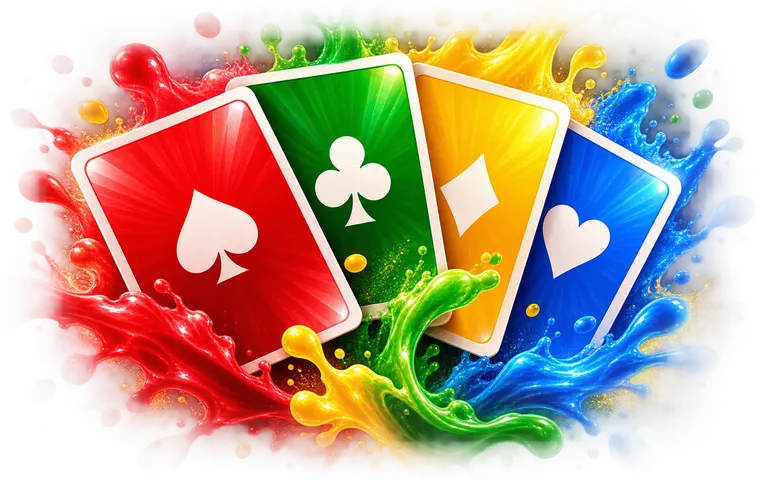 Bright playing cards in four colours
