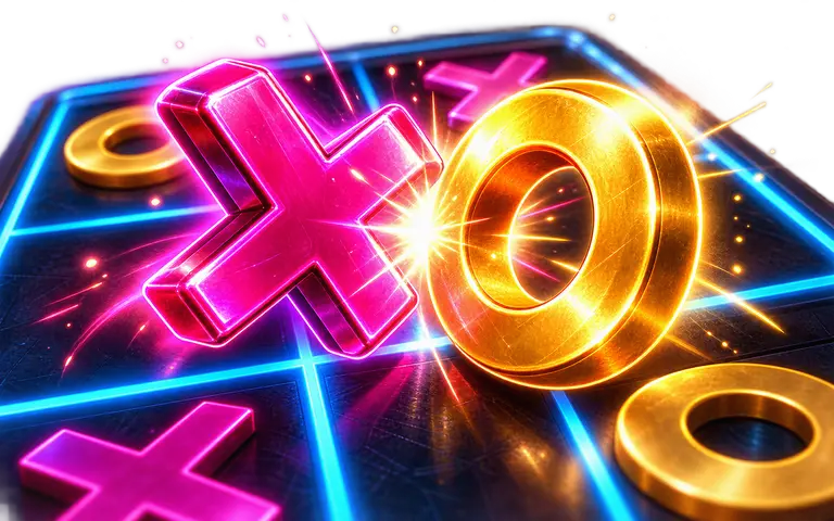 Neon X and O game board